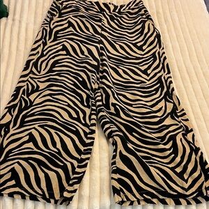 Rachel Zoe Zebra Print Wide Leg Pants - Black and Tan